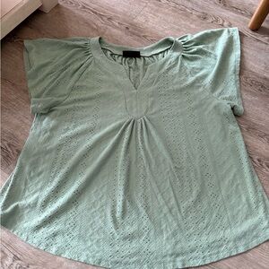 Lane Bryant Green Eyelet Top